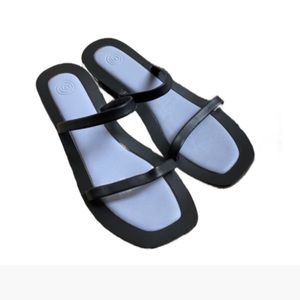Urban outfitters black slide on flat sandals